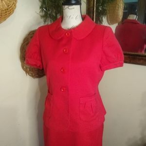 VTG Candy Red Le Suit Two Piece Suit Size 8
